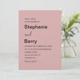 Minimalist Elegant Dusty Pink Wedding Einladung