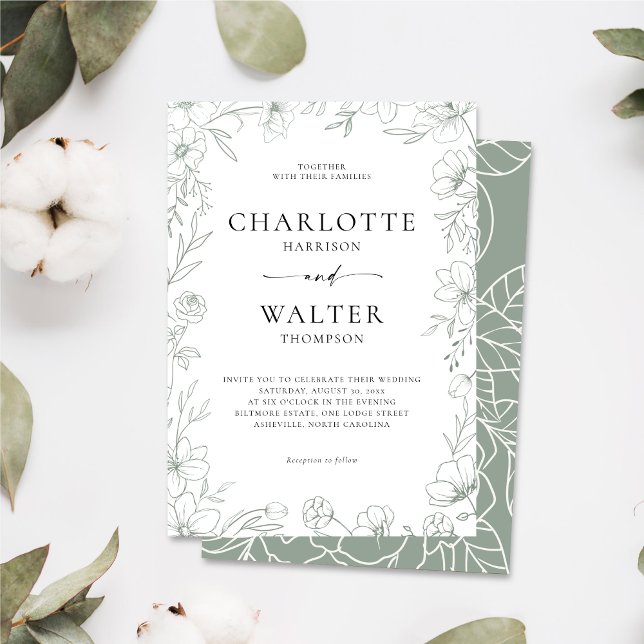 Minimalist Elegant Floral Wedding Invitation Save The Date (Von Creator hochgeladen)