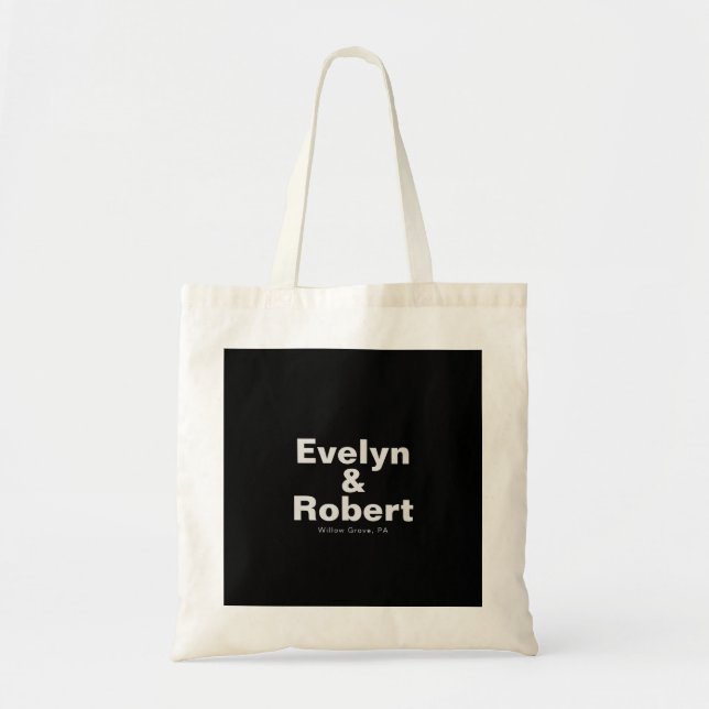Minimalist Elegant Formal Black Wedding Tote Bag Tragetasche (Vorne)