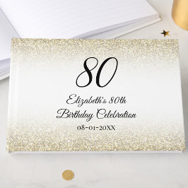 Minimalist Elegant Gold and Black 80th Birthday Gästebuch