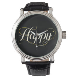 Minimalist Elegant Gold Happy Typography - Classy  Armbanduhr