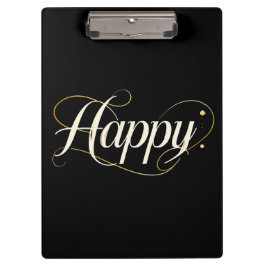 Minimalist Elegant Gold Happy Typography - Classy  Klemmbrett