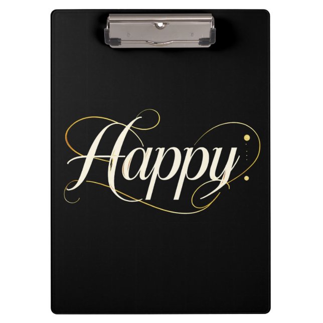 Minimalist Elegant Gold Happy Typography - Classy  Klemmbrett (Vorderseite)
