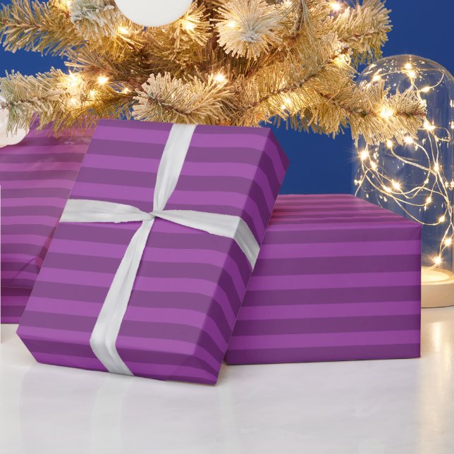 Minimalist Elegant Rustic Purple Template Stripes Geschenkpapier (Feiertage)