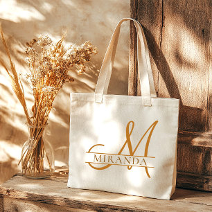 Minimalist Elegant Sand Monogramm Brautjungfer Tragetasche