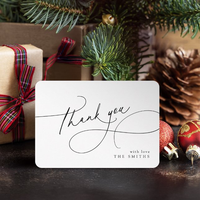 Minimalist Elegant Script Christmas Thank You Dankeskarte (Minimalist Elegant Script Christmas Thank You)