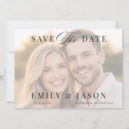 Minimalist Elegant Script Save the Date Card
