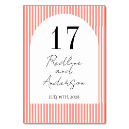 Minimalist Elegant  Tangerine Striped  Tischnummer