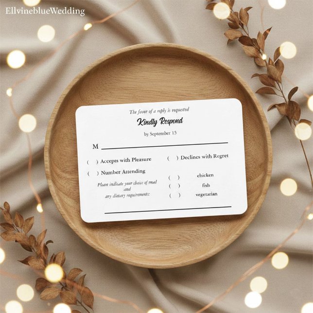 Minimalist Elegant Typography & Meal Choice RSVP (Von Creator hochgeladen)