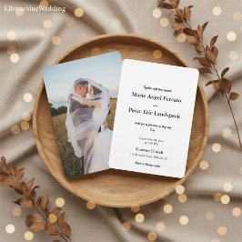 Minimalist Elegant Typography Photo Back Wedding Einladung