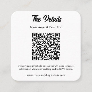 Minimalist Elegant Typography Wedding QR Code Quadratische Visitenkarte