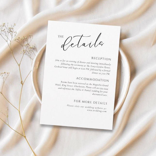 Minimalist Elegant wedding Details Enclosure Card Begleitkarte (Von Creator hochgeladen)