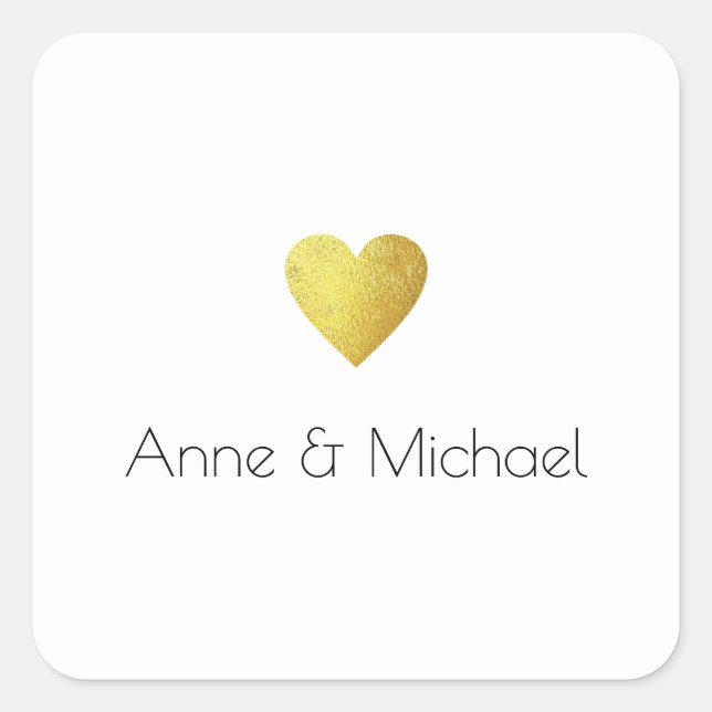 minimalist elegant wedding heart on white  quadratischer aufkleber (Vorderseite)
