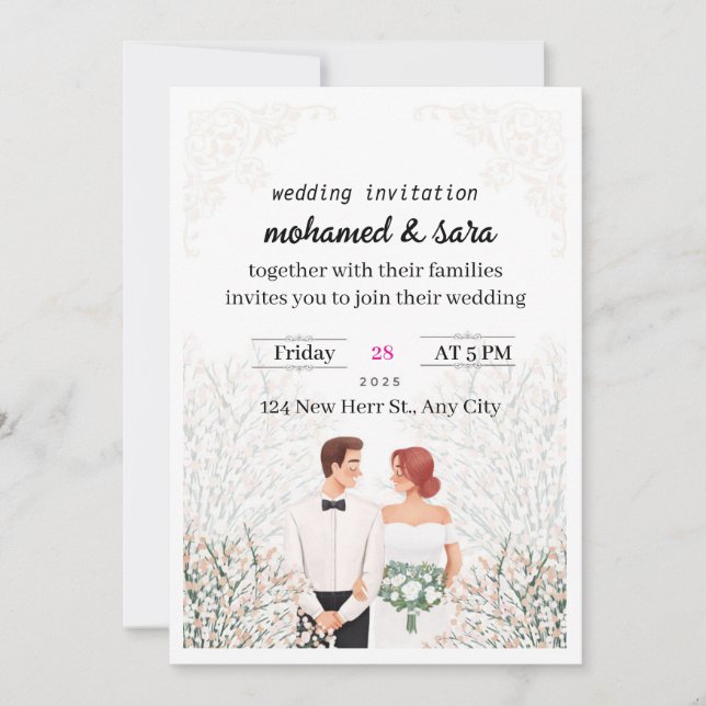 Minimalist Elegant Wedding Invitation & RSVP Einladung (Vorderseite)
