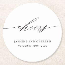 Minimalist Elegant Wedding Paper Coaster Card Runder Pappuntersetzer