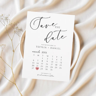 Minimalist Eleganter Save-The-Date-Kalender Einladung