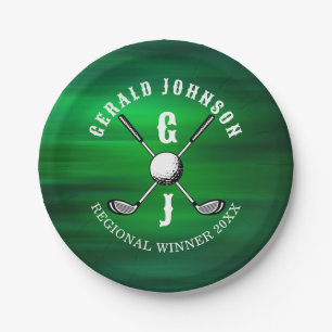 Minimalist Elegantes Golf-Monogramm-Design Pappteller
