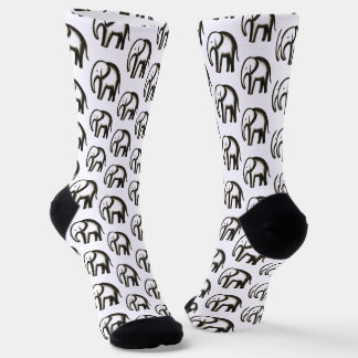 Minimalist Elephant – Bold Ink Animal Design on Socken