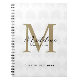 Minimalist Elfenbein-Gold Anahaw-Blatt Schrift-Mon Notizblock