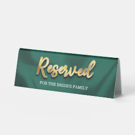 Minimalist Emerald and Gold Wedding Reserved Seat Tischaufsteller