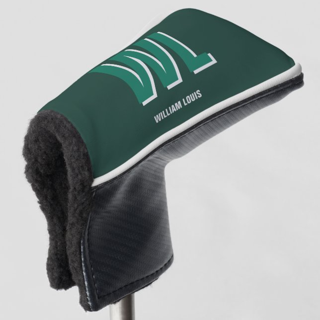 Minimalist Emerald Green Personalized Monogram  Golf Headcover (3/4 Vorderseite)