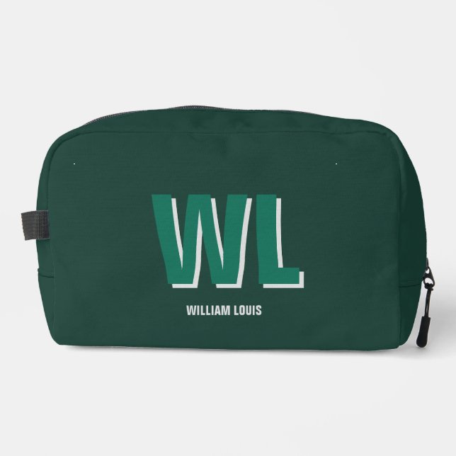 Minimalist Emerald Green Personalized Monogram  Waschbeutel (Vorderseite)