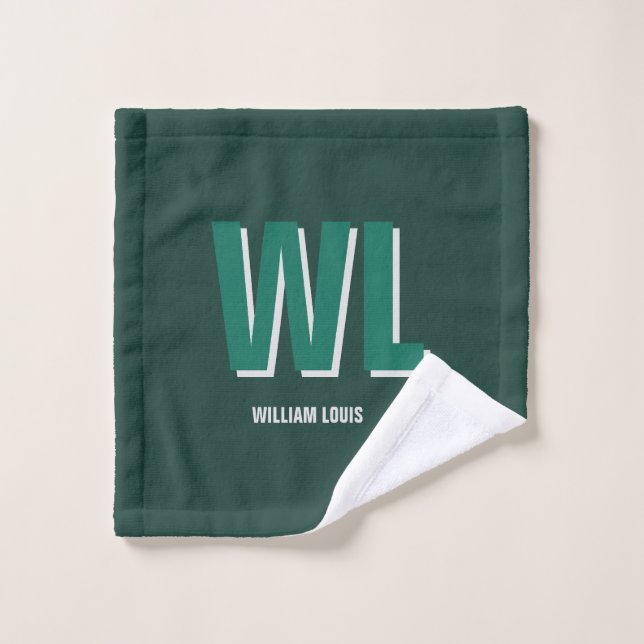 Minimalist Emerald Green Personalized Monogram  Waschlappen (Waschlappen)