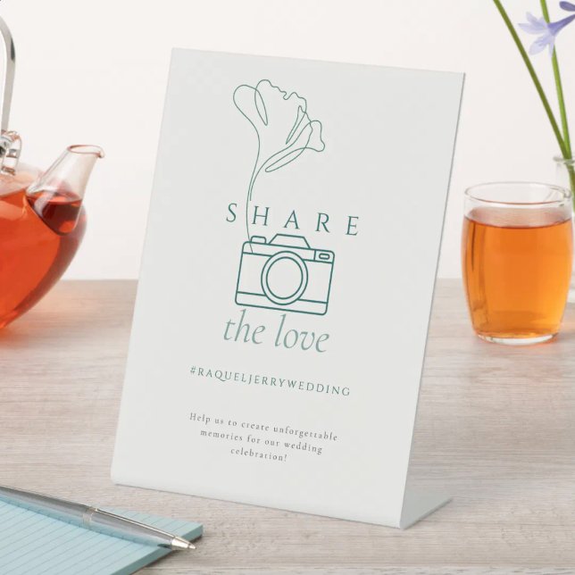 Minimalist Emerald "Share the Love" Wedding Sockelschild (Von Creator hochgeladen)