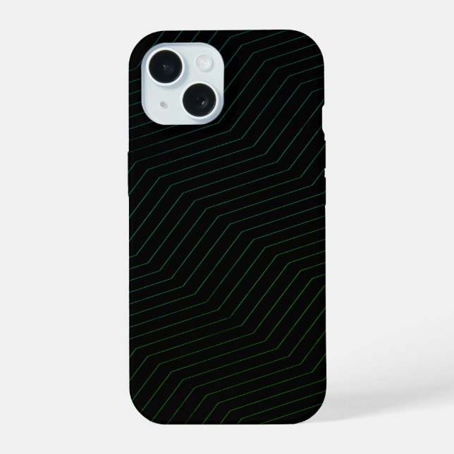 Minimalist Emerald & Teal Zig-Zag Modern Geometric iPhone 15 Hülle (Rückseite)