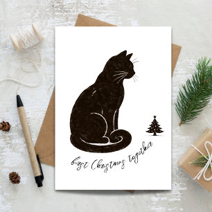 Minimalist Erstes Weihnachten Zusammen Katze Weihn Karte