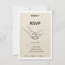 Minimalist Eternal Bond Line Art Wedding RSVP Card Karte