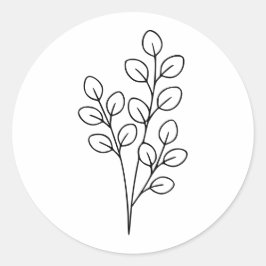 Minimalist Eucalyptus Botanical Line Art Runder Aufkleber