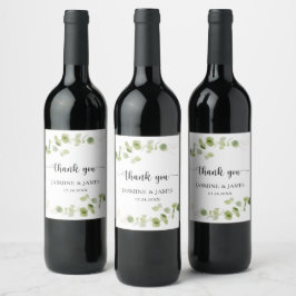 Minimalist Eucalyptus Botanical Wedding Thank You Weinetikett