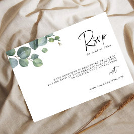 Minimalist Eucalyptus Leaves RSVP Wedding Card Save The Date