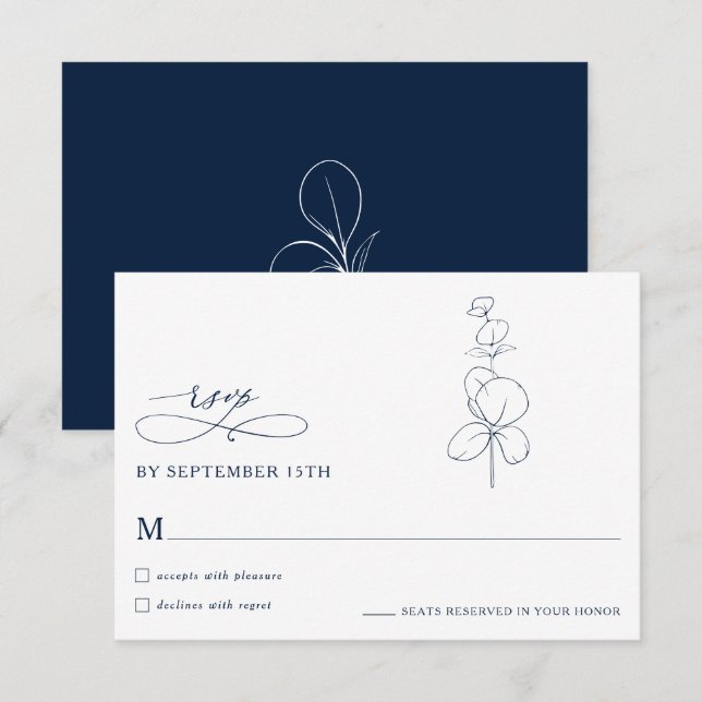 Minimalist Eucalyptus Spring  Wedding RSVP Cards Karte (Vorne/Hinten)