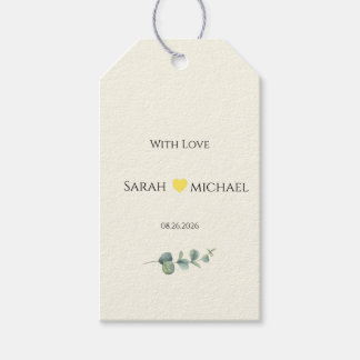 Minimalist Eucalyptus with Love Wedding Favor Tag Geschenkanhänger