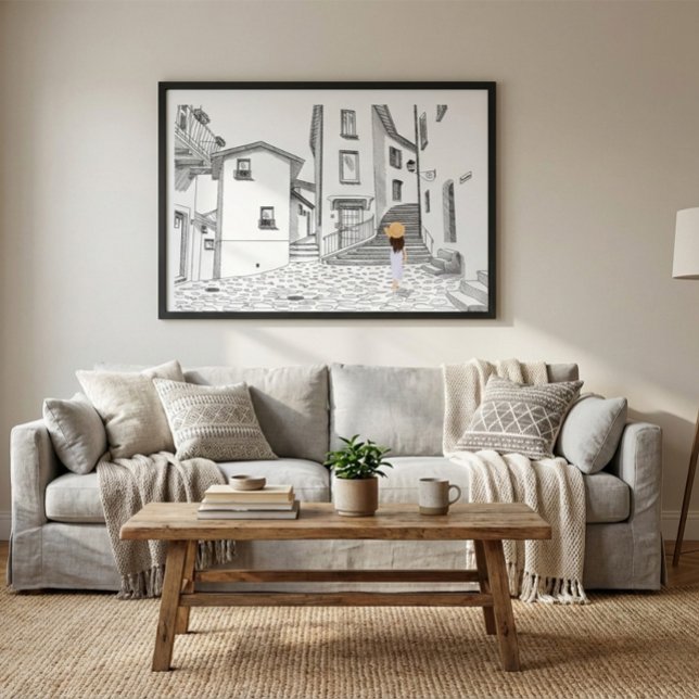 Minimalist European Street Illustration Poster (Von Creator hochgeladen)