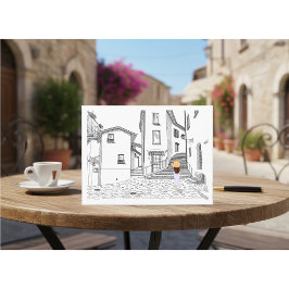 Minimalist European Street Illustration Postkarte