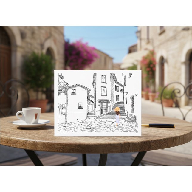 Minimalist European Street Illustration  Postkarte (Von Creator hochgeladen)