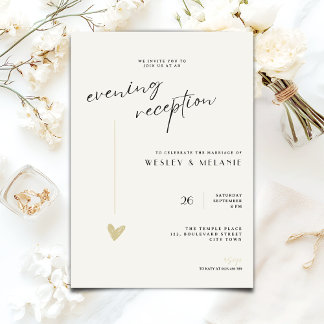 Minimalist Evening Reception Wedding Gold Black  Einladung
