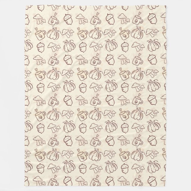 Minimalist Fall Harvest Doodle Fleece Blanket (Vorderseite)