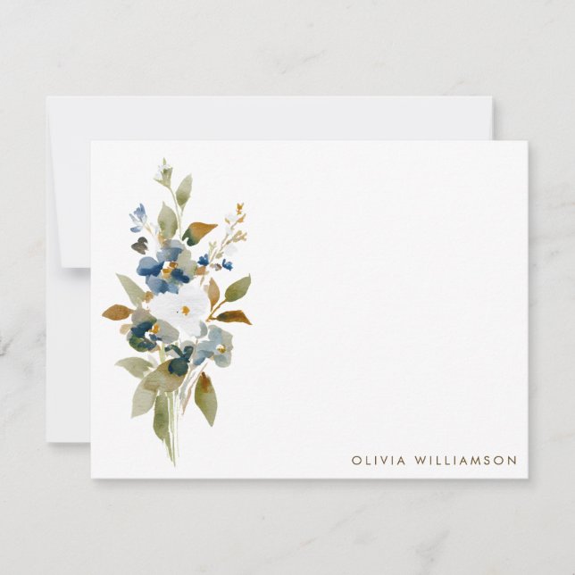 Minimalist Fall Wildflower Personalized Stationery Mitteilungskarte (Vorderseite)