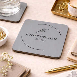 Minimalist Family Monogram Getränkeuntersetzer