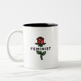 Minimalist Feminist Rose Two-Tone Coffee Mug Zweifarbige Tasse