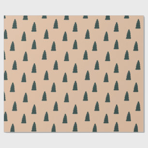 Minimalist fir tree pattern with beige background geschenkpapier