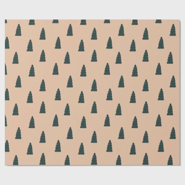 Minimalist fir tree pattern with beige background geschenkpapier (Flach)
