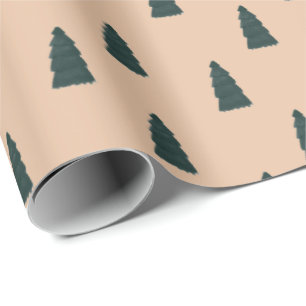 Minimalist fir tree pattern with beige background geschenkpapier