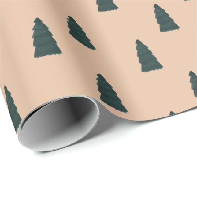 Minimalist fir tree pattern with beige background geschenkpapier (Rolleneckpunkt)