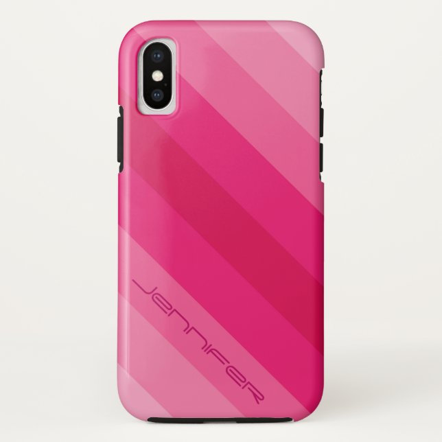 Minimalist Five Pink Diagonal Stripe Name Case-Mate iPhone Hülle (Rückseite)