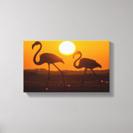 Minimalist Flamingo Silhouette Sunset Leinwanddruck